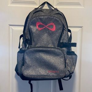 NFINITY cheer bag silver glitter with pink logo